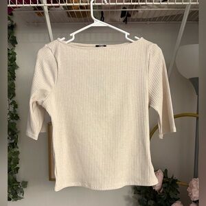 Express Cream Ribbed Blouse